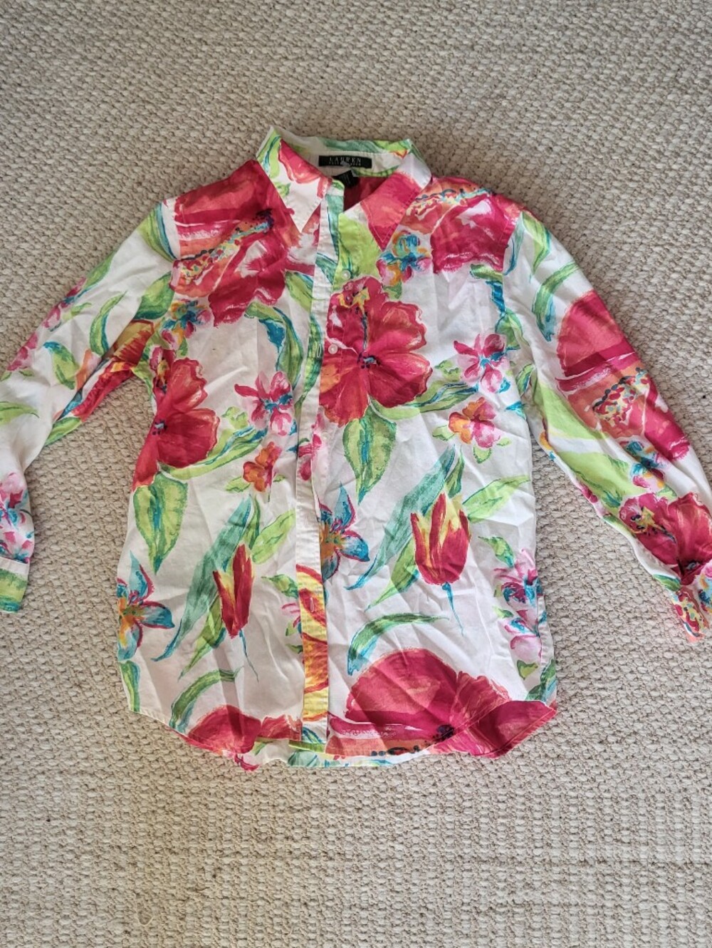 Ralph Lauren Floral Button-Up Shirt - Pink, Green, White